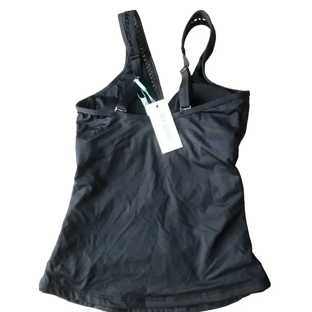 Sea Level Lola Tankini Top  Black  NWT US  4